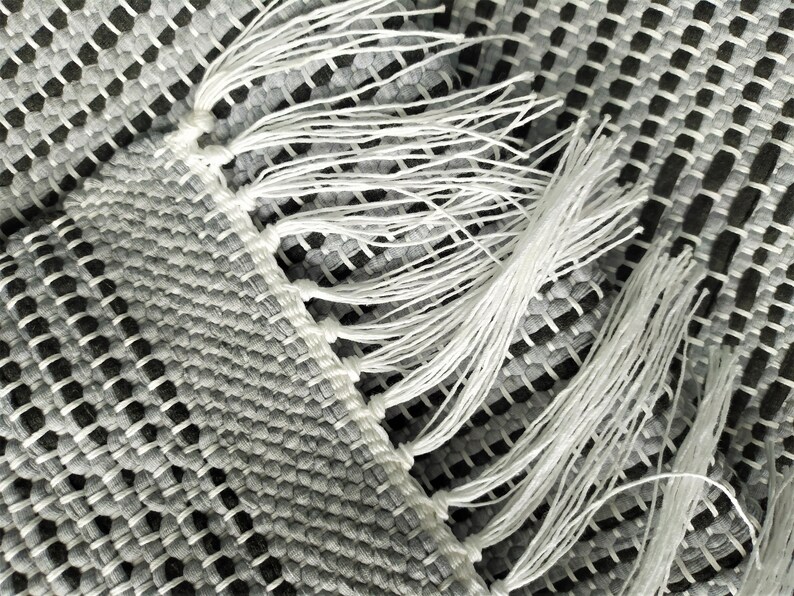 Scandinavian Gray Rag Rug Hand Woven Runner Rug Cotton Gray Etsy