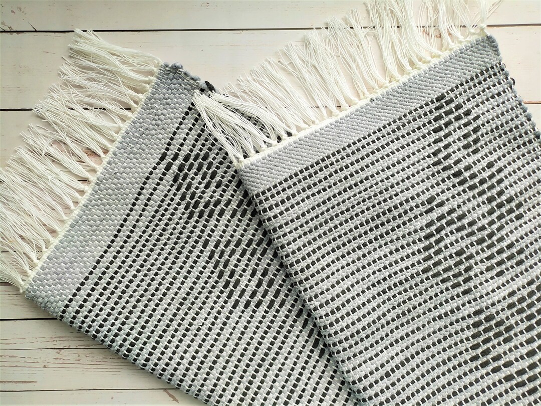 Scandinavian Gray Rag Rug Hand Woven Runner Rug Cotton Gray Etsy
