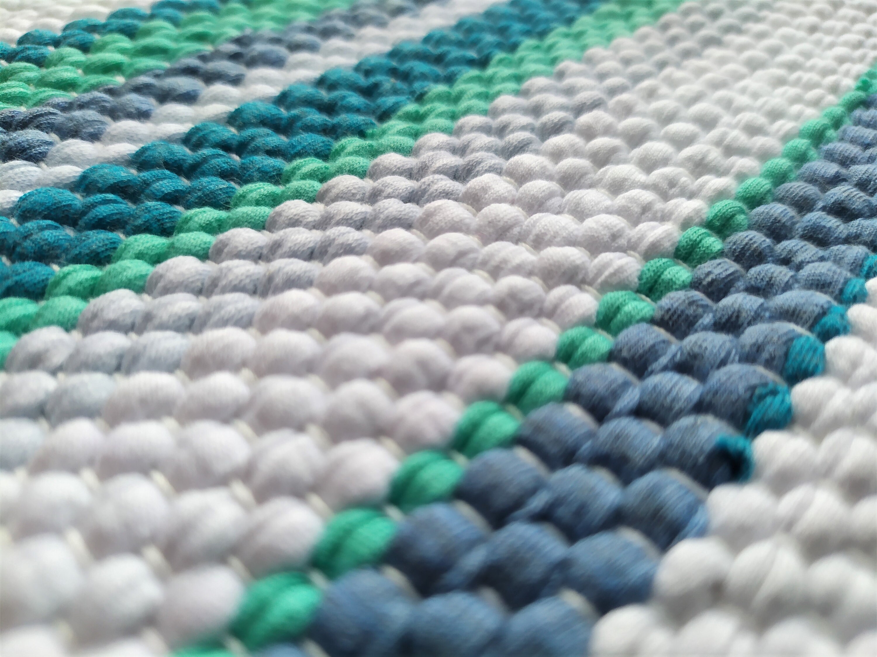 Modern Whiteblue Rag Rug Runner Handwoven Cotton Area Rug Etsy