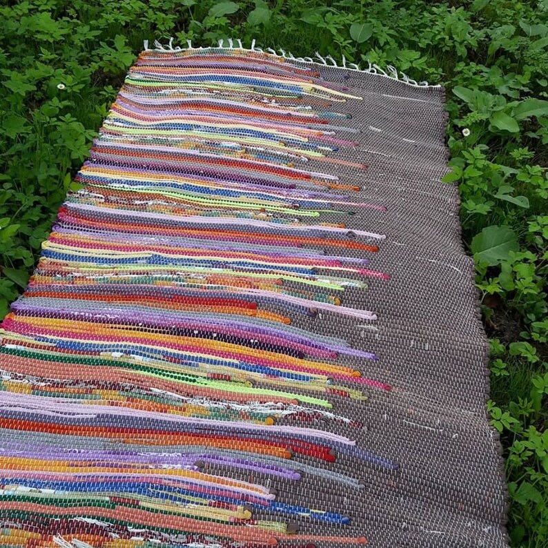 Long hallway rug runner Cotton rag rug Small gray area rug Etsy