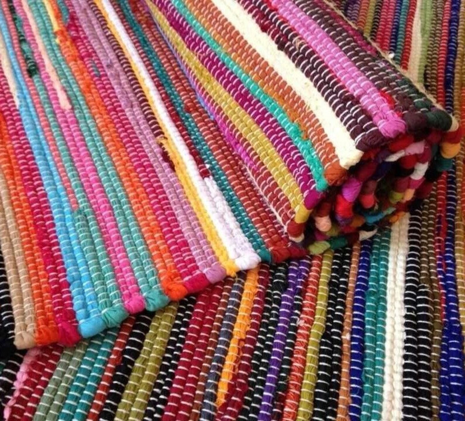 Tribal Runner Rug Colorful Rag Rug Handmade Cotton Area Rug Etsy