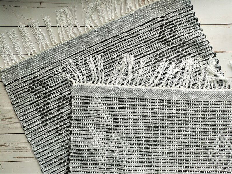 Scandinavian Gray Rag Rug Hand Woven Runner Rug Cotton Gray Etsy
