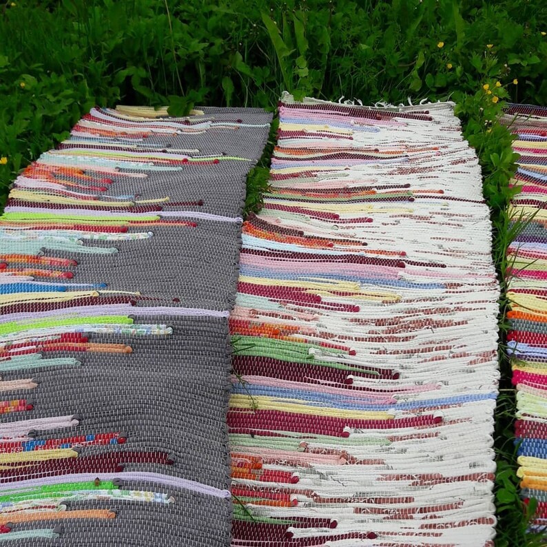 Multicolor Rag Rug Runner Machine Washable Modern Farmhouse Etsy