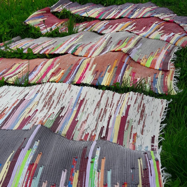 Multicolor Rag Rug Runner Machine Washable Modern Farmhouse Etsy