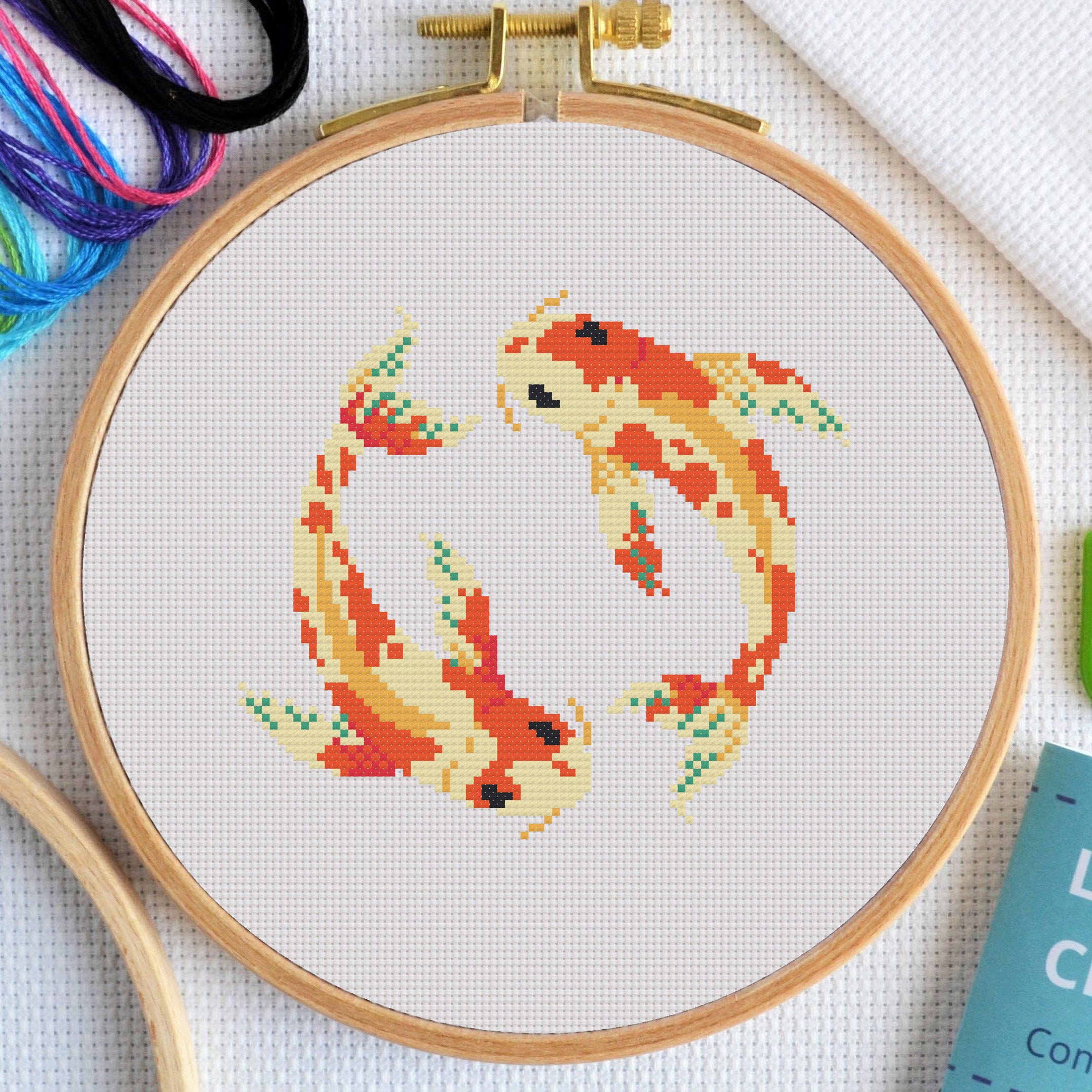 Koi Fish Minimal Abstract Modern Cross Stitch Pattern Easy Etsy