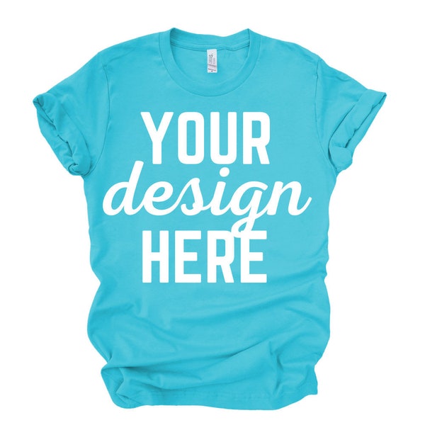 3001 Bella TURQUOISE Flatlay T-shirt Mockup by The Printed Pelican