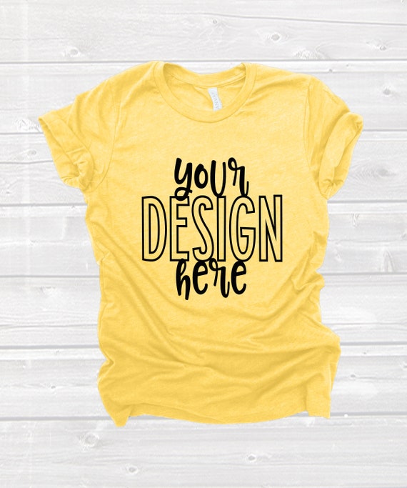 Bella Canvas Heather Yellow Mockup 3001 Flatlay Tshirt Mockup Etsy