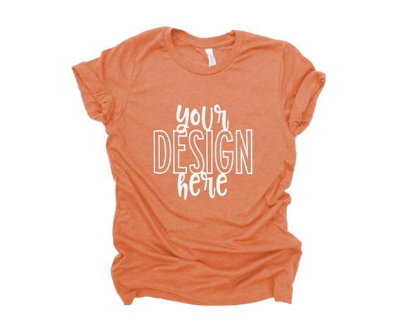 3001 Bella Canvas Heather Orange Flatlay By Printed Pelican Etsy