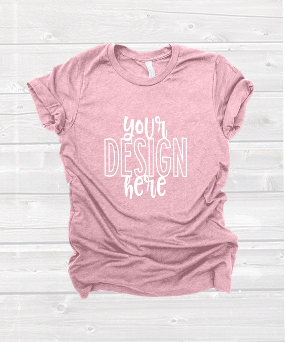 3001 Bella Heather Orchid Mockup Shirt Flatlay Bella Etsy