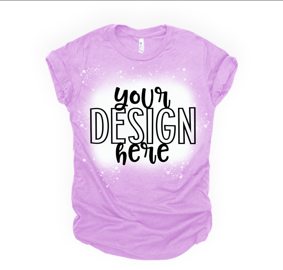 Bleached shirt Mockup 3001 Bella HEATHER MAGENTA bleached Flatlay T-shirt Mockups by The Printed Pelican