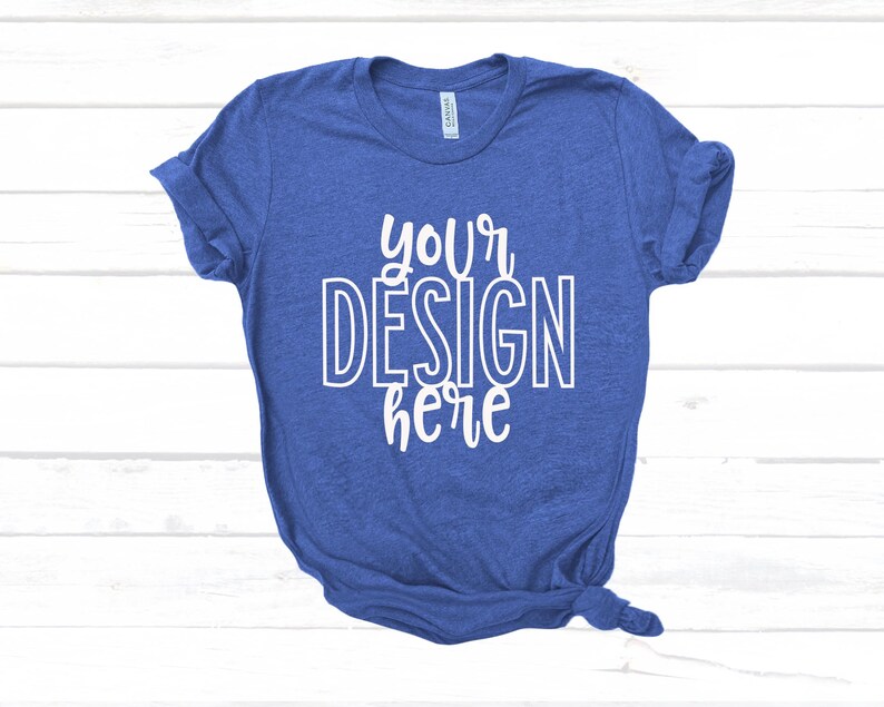 Download Bella Canvas 3001 Heather True Royal Mockup T-shirt Mockup ...