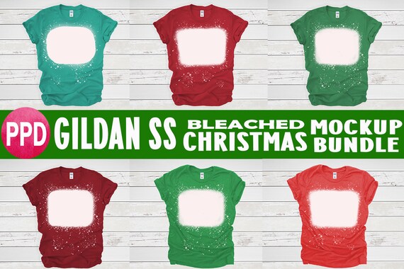 Download Gildan Soft Style Christmas Colors Bleached Tshirt Mockups Etsy