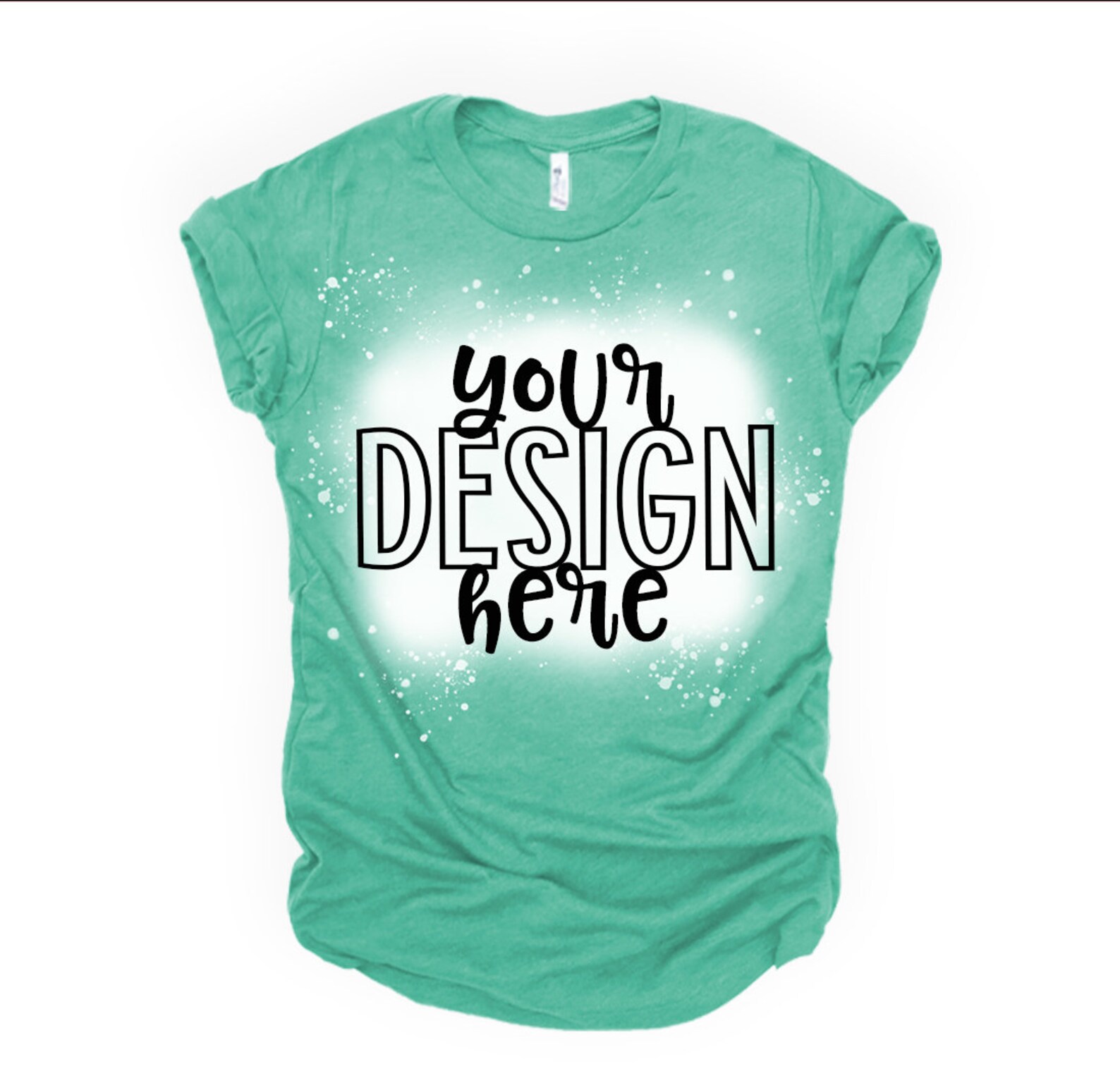 Bleached shirt Mockup 3001 Bella HEATHER Sea GREEN bleached | Etsy