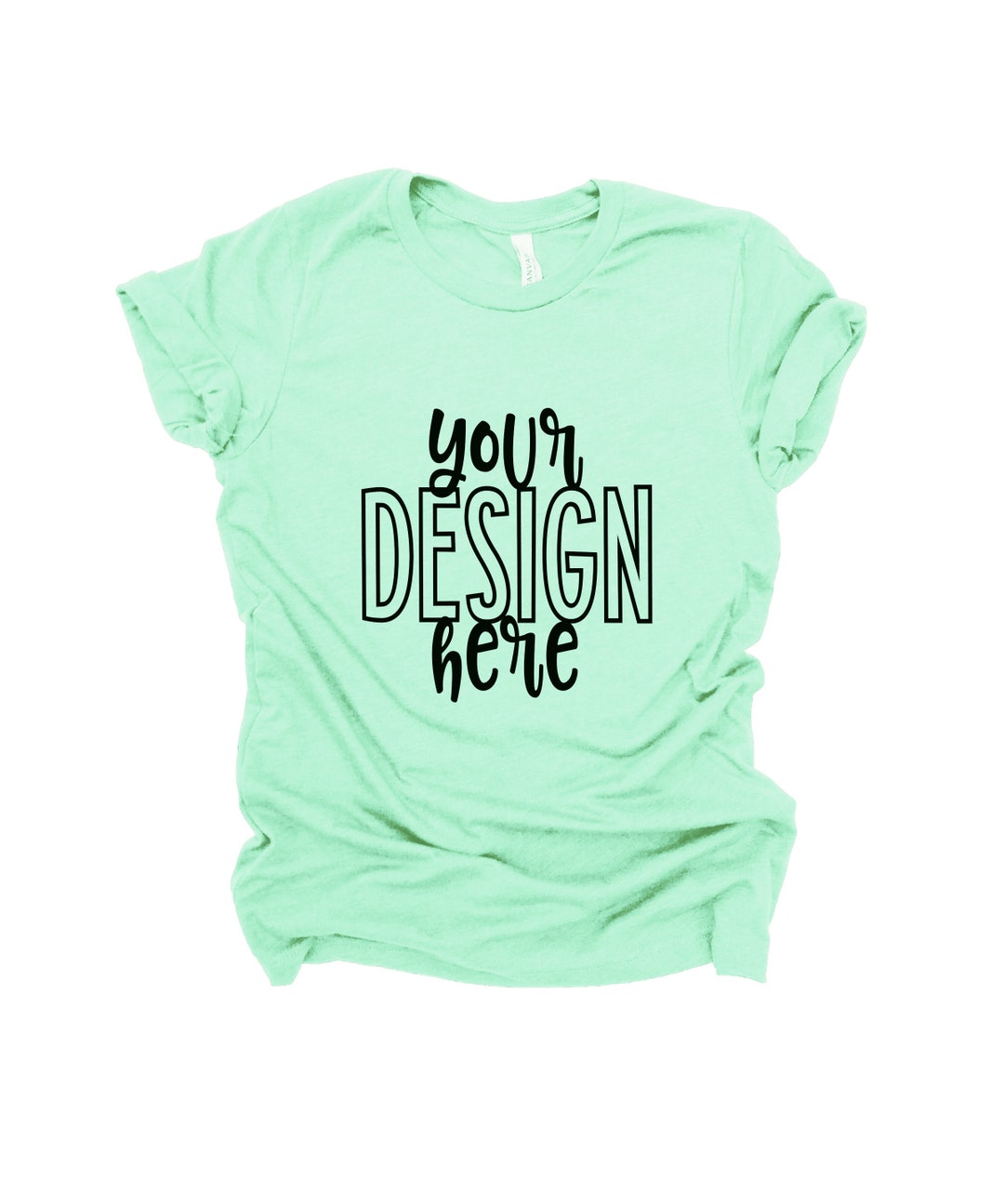 3001 Bella Canvas Heather Prism Mint Flatlay by Printed - Etsy