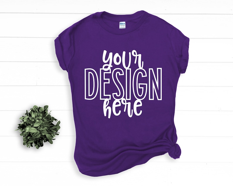 Download Gildan PURPLE Flatlay T-shirt Mockup Soft style mock up by ...
