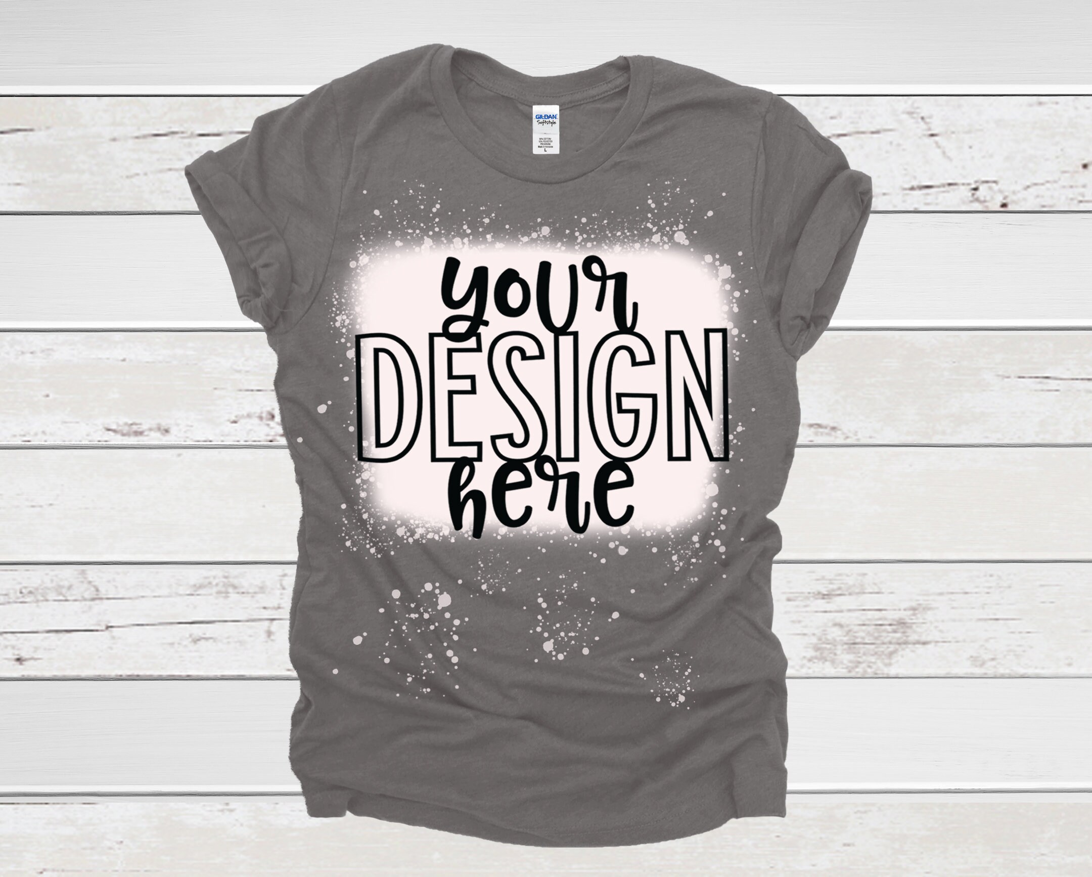 Bleached Shirt Mockup Gildan Soft Style 