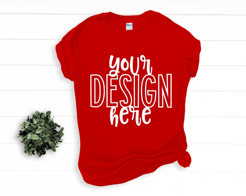 Download Gildan RED Flatlay T-shirt Mockup Soft style mock up by The | Etsy