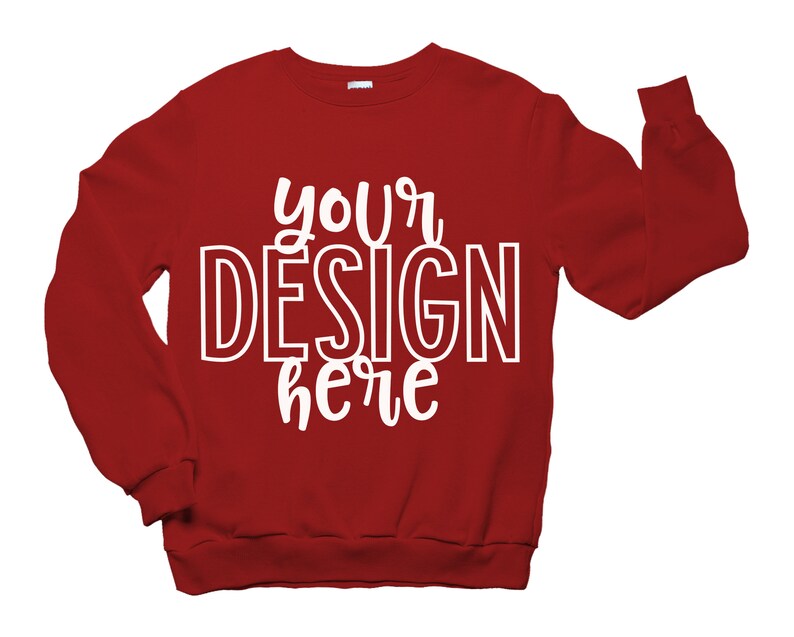 Download Gildan Sweatshirt Mockup 18000 RED Flatlay Sweatshirt ...