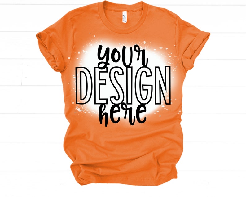 Download Bleached shirt Mockup 3001 Bella ORANGE bleached Flatlay ...