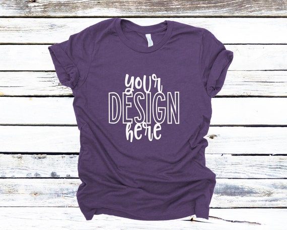 Bella Canvas 3001 Heather Team Purple Flatlay Mockup Bella Etsy