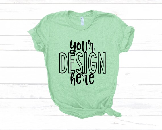 Bella Canvas 3001 Heather Prism Mint Mockup T Shirt Mockup Etsy