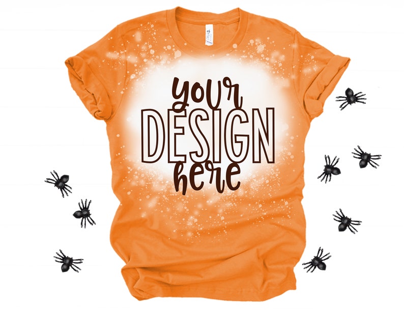 Download Halloween Bleached shirt Mockup 3001 Bella ORANGE bleached ...