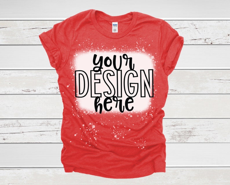 Bleached shirt Mockup Gildan Soft Style HEATHER RED bleached | Etsy