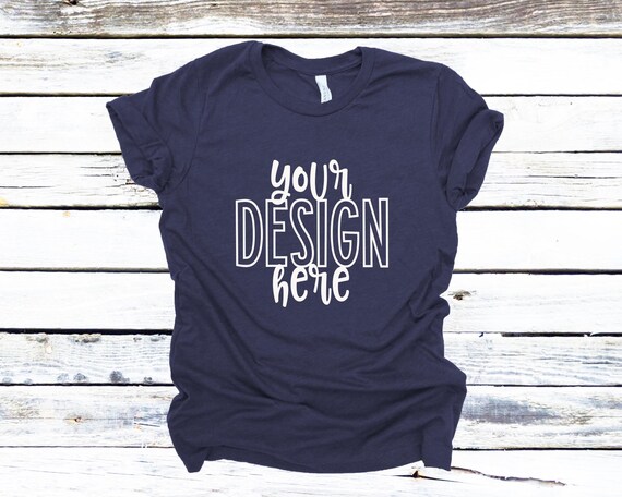Bella Canvas 3001 Heather Navy Flatlay Mockup Bella Canvas Etsy