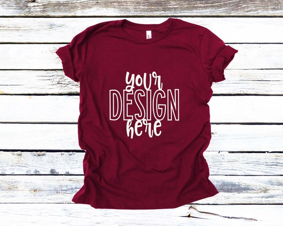 Bella Canvas 3001 Maroon Flatlay Mockup Mockup Flat Lay Bella Etsy