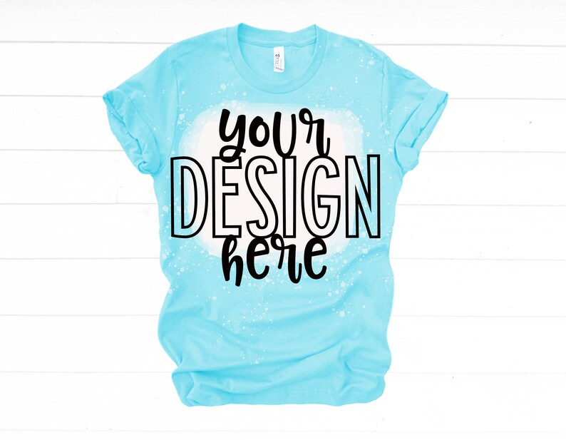 Download Bleached shirt Mockup 3001 Bella TURQUOISE bleached Flatlay | Etsy
