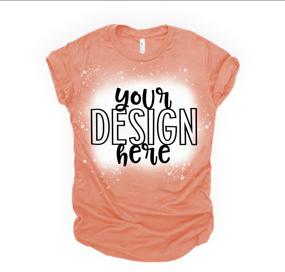 Bleached shirt Mockup 3001 Bella HEATHER MAGENTA bleached Flatlay T-shirt Mockups by The Printed Pelican