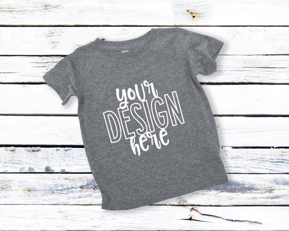 Kids Shirt Mockup Rabbit Skins Heather Flatlay By Printed Etsy