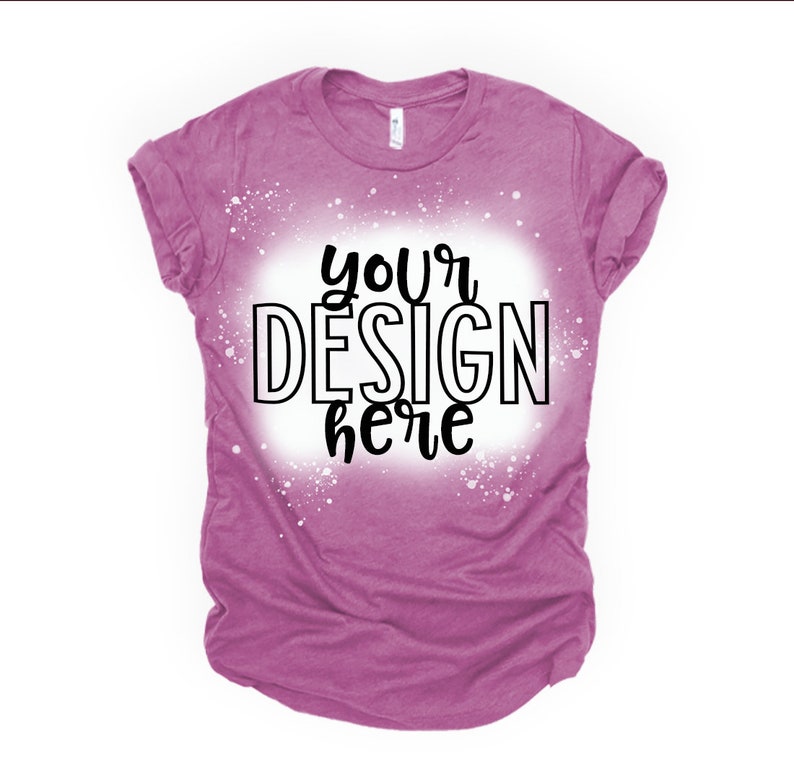 Bleached shirt Mockup 3001 Bella HEATHER MAGENTA bleached Flatlay T-shirt Mockups by The Printed Pelican