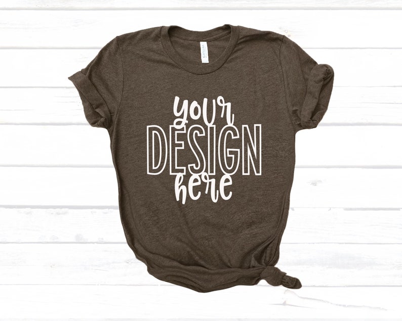 Bella Canvas 3001 Heather Brown Mockup Tshirt Mock up Etsy