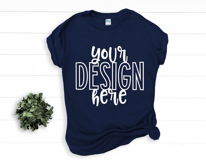 Download Gildan NAVY BLUE Flatlay T-shirt Mockup Soft style mock up ...