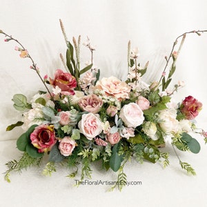 23” Large Floral Arrangement | Romantic Floral Arrangement | Roses Floral Arrangement Wedding Flowers - Wedding Floral Centerpiece