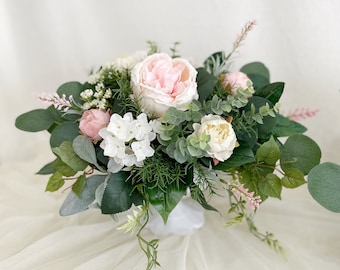 Garden Style Floral Arrangement | Soft Pink Floral Arrangement | Blush Floral Centerpiece | Blush Wedding Floral Centerpiece