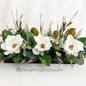 30” White Magnolias Floral Arrangement | Floral Arrangement | Table Floral Centerpiece - Wedding Flowers - BEST SELLER