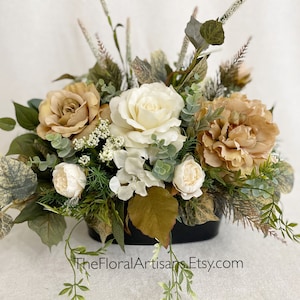 Farmhouse Style Floral Arrangement | Neutral Colors Floral Arrangement | Floral Centerpiece | Home Floral centerpiece