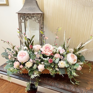 Blush Floral Arrangement | Farmhouse Wedding Centerpiece, 23"