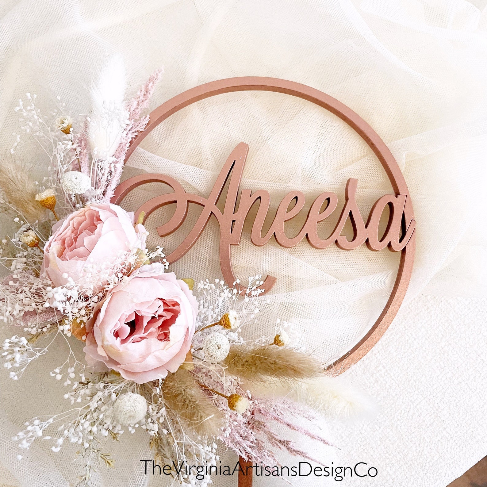 Personalized Cake Topper/ Dried Flowers/ Silk Flowers Cake Etsy