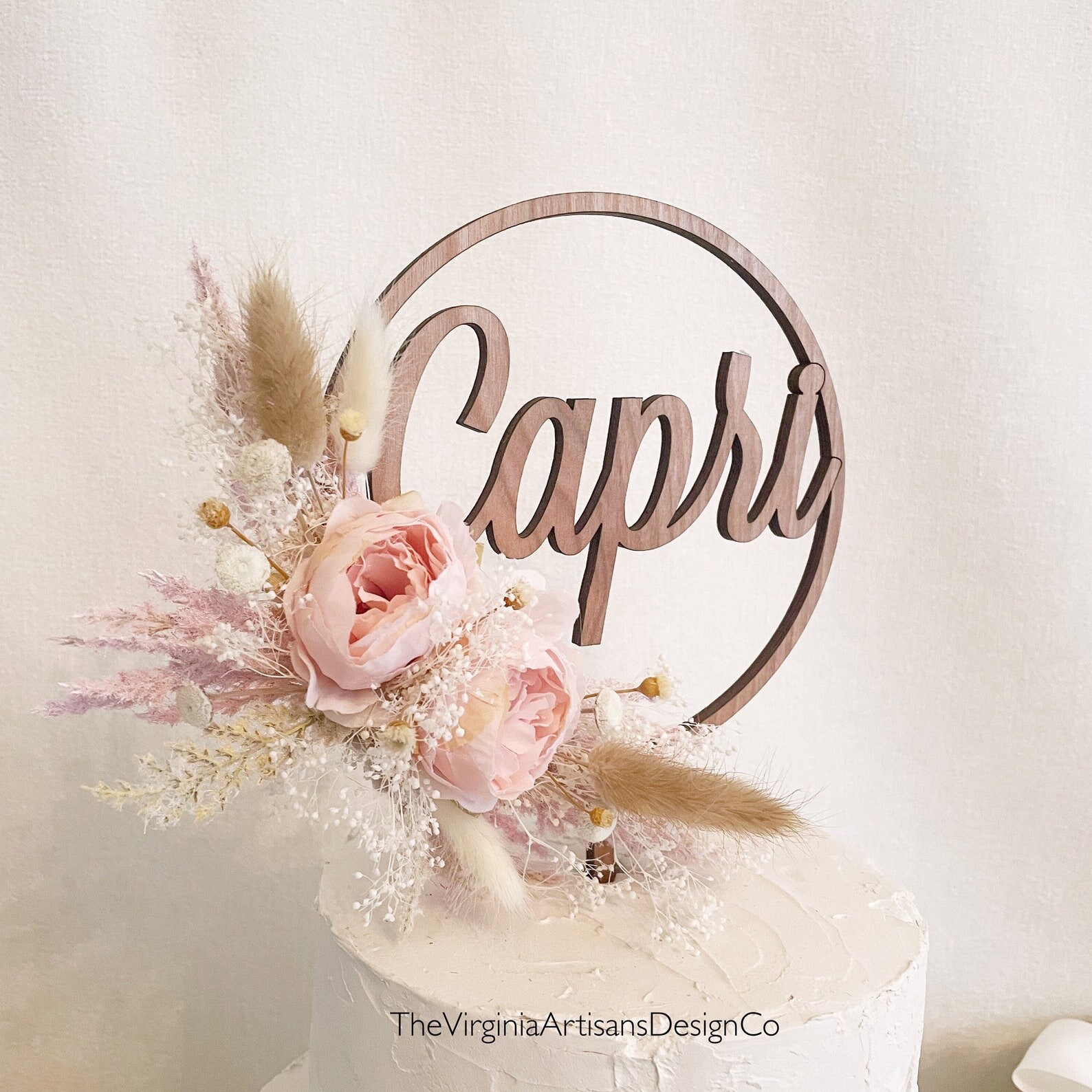 Personalized Cake Topper/ Dried Flowers/ Silk Flowers Cake Etsy