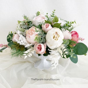 Blush/ Pink/White Floral Arrangement, Garden Style Floral Arrangement | Floral Arrangement | Blush Centerpiece / Floral Centerpiece
