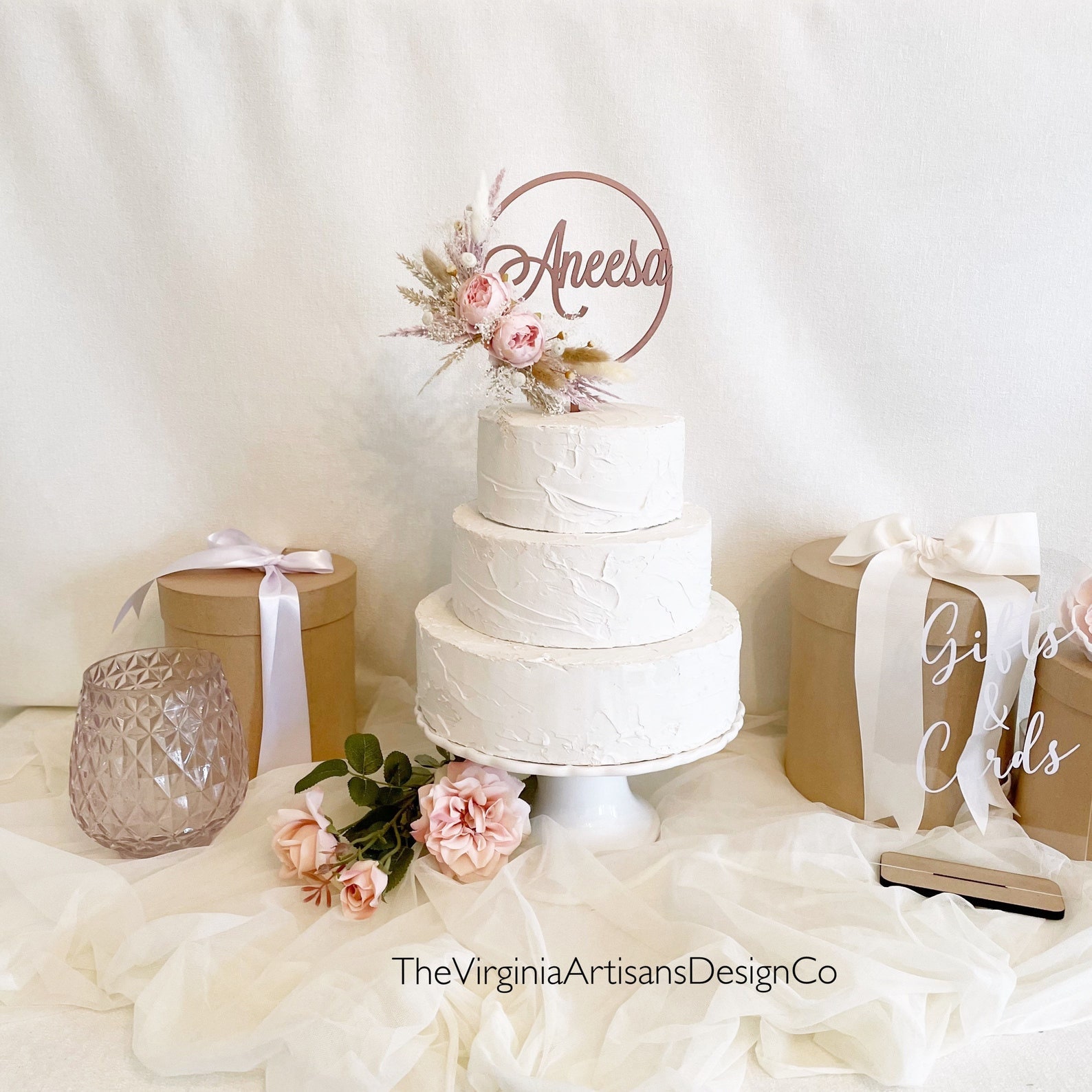 Personalized Cake Topper/ Dried Flowers/ Silk Flowers Cake Etsy