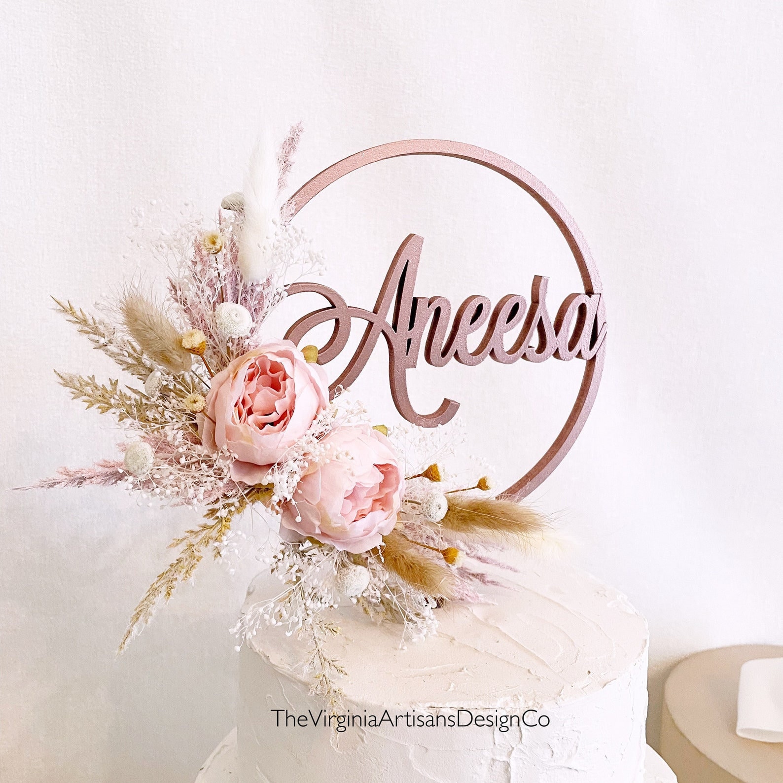 Personalized Cake Topper/ Dried Flowers/ Silk Flowers Cake Etsy