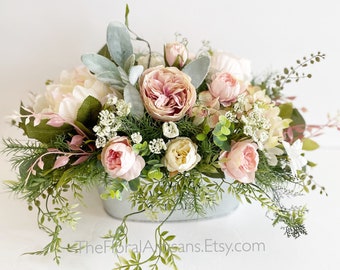 BEST SELLER! Farmhouse Style Floral Arrangement | Pink Floral Arrangement | Blush Floral Centerpiece | French Country | Birthday