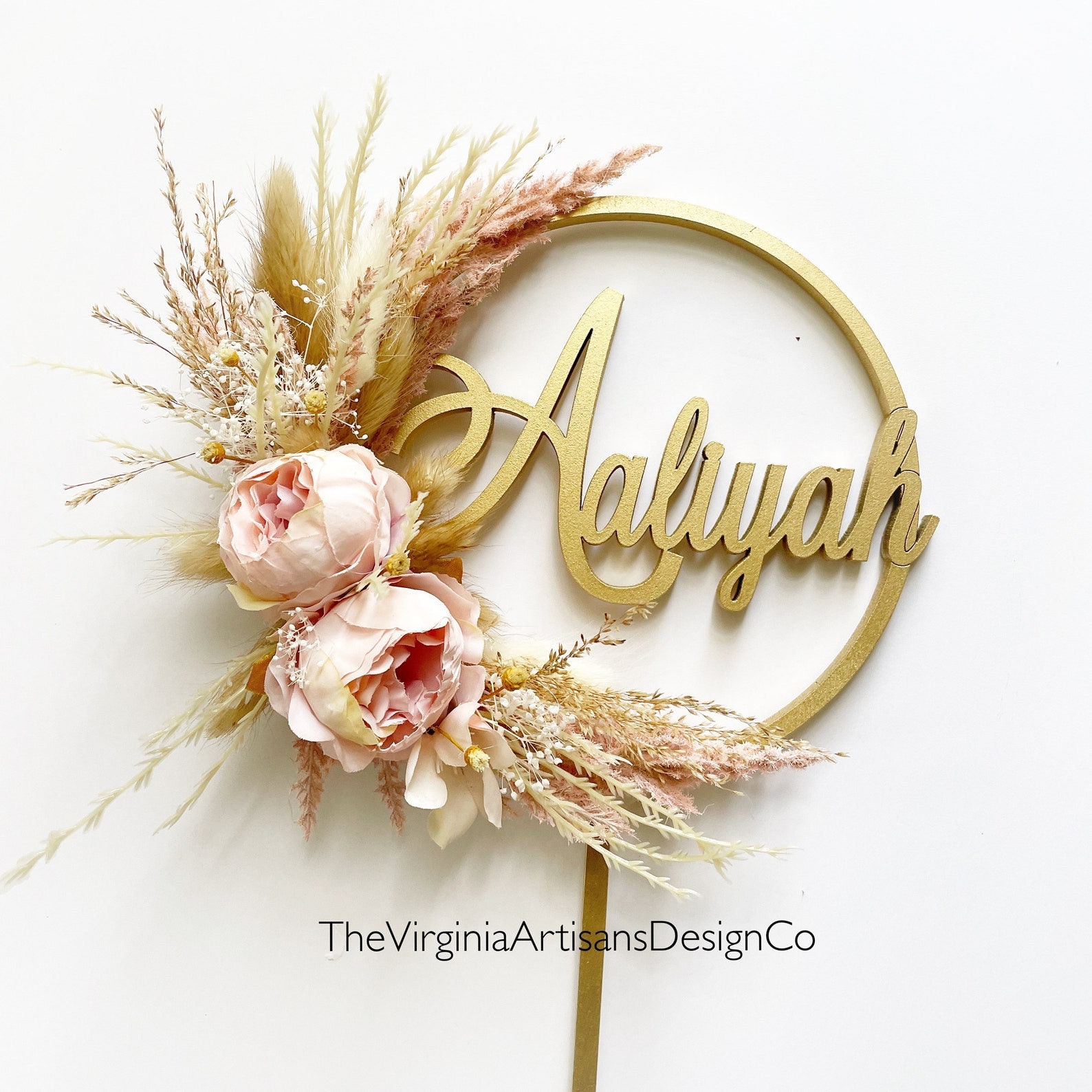 Personalized Cake Topper/ Dried Flowers/ Silk Flowers Cake Etsy