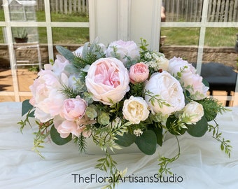BEST SELLER, Farmhouse Style Floral Arrangement | Spring Floral Arrangement | Blush Floral Centerpiece,French Country | Wedding Centerpieces
