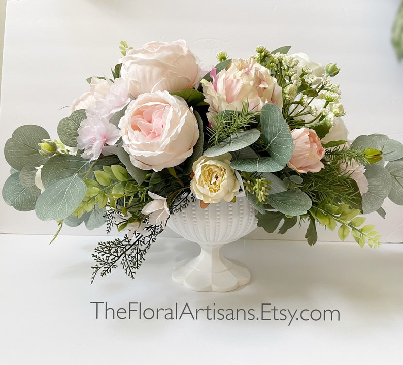 Silk Floral Wedding Centerpiece Soft Pink Floral Arrangement - Etsy