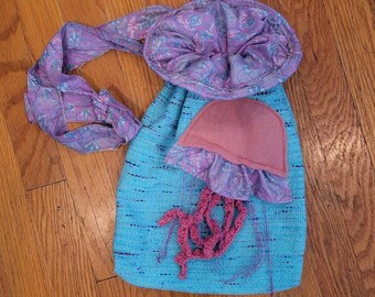 Sac de poche à cordon de serrage de méduse. Soie recyclée tissée à la main aux États-Unis